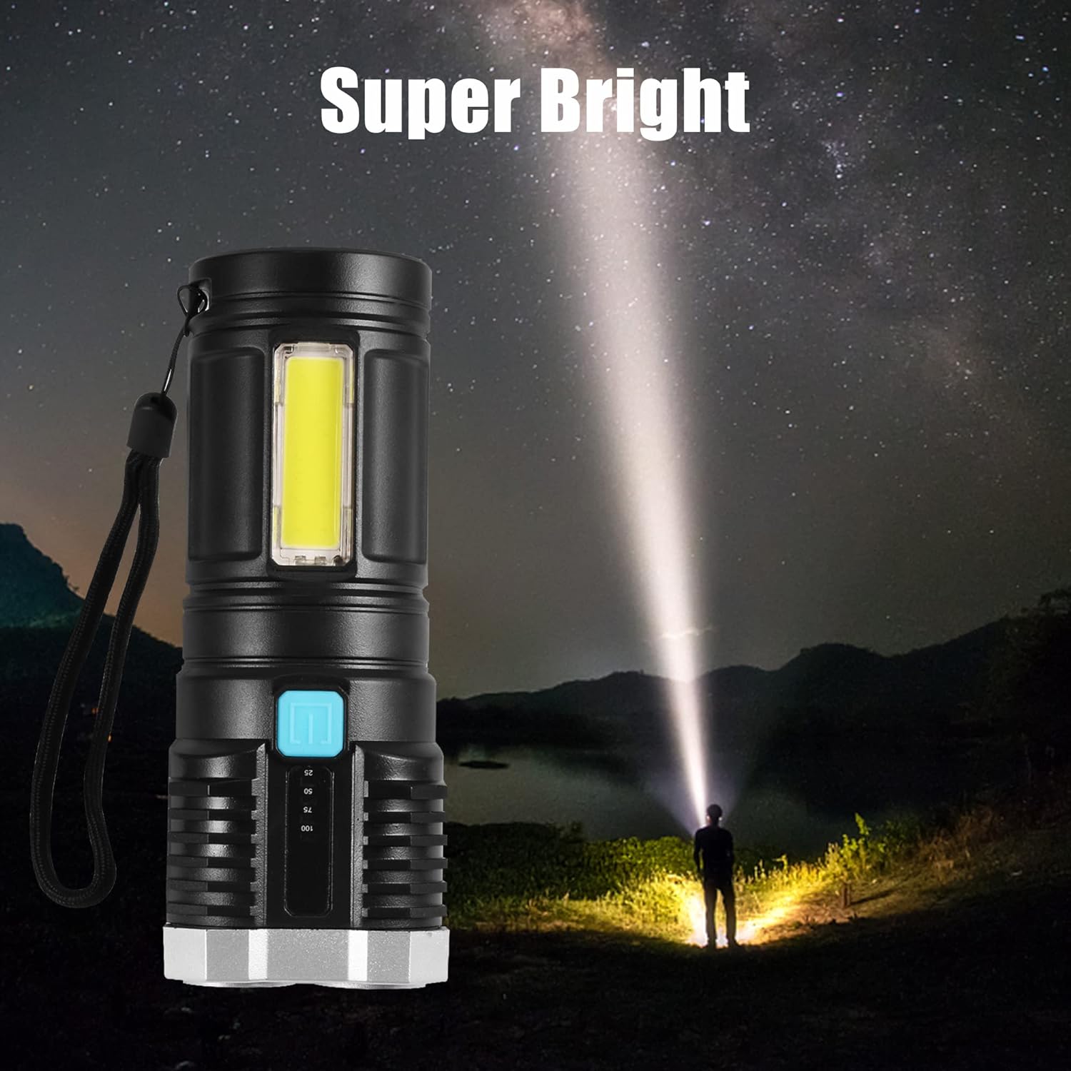 9370 Multifunctional Strong 4 LED Torch Light, Portable Rechargeable Flashlight Long Distance Beam Range 800 Lumens COB Light 4 Mode Emergency for Hiking, Walking, Camping (4 LED Torch) 9370 Multifunctional Strong 4 LED Torch Light, Portable Rechargeable Flashlight Long Distance Beam Range 800 Lumens COB Light 4 Mode Emergency for Hiking, Walking, Camping (4 LED Torch)